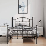 Metal Bed Frame without Mattress with Footboard Black 100x190cm 353451