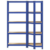 2 Piece 5-Layer Shelves Set Blue Steel&Engineered Wood 3307619