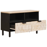TV Cabinet White Wash Finish 70 x 33 x 46 cm Solid Mango Wood 4017865