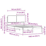 Bed Frame with Upholstered Headboard Dark Grey 135 x 190 cm 877920