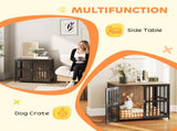 Dog Crate Furniture with Anti-Chew Resistant Mesh, Anti-Escape Single Door, for Medium Dogs, 80 55 T3398P376375