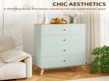 4 Drawer Storage Cabinet, Chest of Drawers for Bedroom Living Room, Light Green and Oak T3398P554115