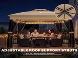 Outsunny 3 x 3 m Outdoor Garden Gazebo with Post Shelves, UPF50 Double Roof Patio Permanent T3398P554965