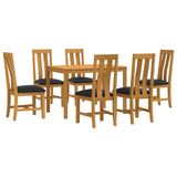 Dining Set 7 pcs Black Solid Oak Wood 3430261