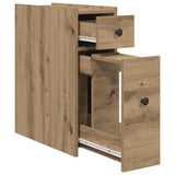 Narrow Bathroom Cupboard with Wheels Artisian Oak Engineered Wood 855294