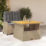 2 Piece Garden Dining Set with Cushions Beige Poly Rattan 3277427