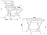 5 Piece Folding Garden Bistro Set Natural Solid Teak Wood 3434090