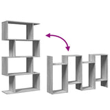 Room Divider Bookcase 4-Tier Grey Sonoma 70x24x129 cm Engineered Wood 858107