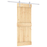 Sliding Door Natural and White 80 x 210 cm Solid Pine Wood 3444934