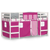 ZNTS Kids' Loft Bed with Curtains without Mattress Pink 90x200cm 3206969