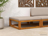 Sectional Footrest with Cushions Solid Acacia Wood Natural 42028305