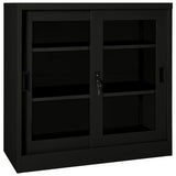 Sliding Door Cabinet Black 90x40x90 cm Steel 335956