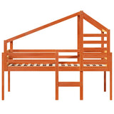 High Sleeper Bed without Mattress Wax Brown 75x190 cm Small Single Solid Wood Pine 3281985