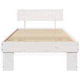 Bed Frame with Headboard White 75 x 190 cm Solid Pine Wood 872594