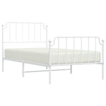 ZNTS Metal Bed Frame without Mattress with Footboard White 100x190cm 373948