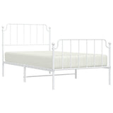 ZNTS Metal Bed Frame without Mattress with Footboard White 100x190cm 373948