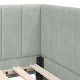 Corner Bed Frame with Headboard Light grey 90 x 200 cm Velvet 42016348