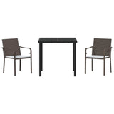 Garden Dining Set 3 pcs Brown and Black PE Rattan 3379044