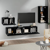 4 Piece TV Cabinet Set Black Engineered Wood 3114335