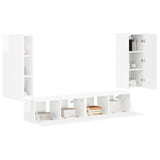 TV Wall Cabinet Set 4 pcs High Gloss White Engineered Wood 3408920