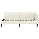 Corner Bed Frame with Headboard Cream 90 cm x 190 cm Velvet 42016223