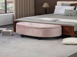 Semi-Circle Ottoman Storage Bench, Bed End Bench, Tufted Upholstered Window Seat Footrest Stool with T3398P344709