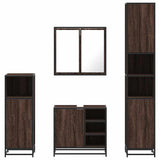 4 Piece Bathroom Furniture Set Brown Oak Engineered Wood 3301209