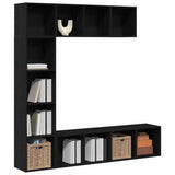 Bookshelf 3 pcs Black Oak 36 x 30 x 143 cm Engineered Wood 3333046