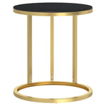 ZNTS Side Table Gold and Black 45 cm Tempered Glass 331662