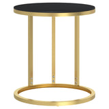 ZNTS Side Table Gold and Black 45 cm Tempered Glass 331662