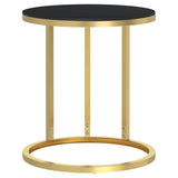 331662 Side Table Gold and Black 45 cm Tempered Glass
