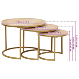 Nesting Coffee Tables 3 pcs Brown Solid Mango Wood and Steel 4104639