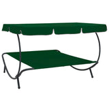Outdoor Lounge Bed with Canopy Green 313526