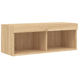4 Piece TV Wall Units with LED Sonoma Oak Engineered Wood 3216649