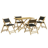 5 Piece Folding Bistro set with Dark Grey Cushions Bamboo 3208936