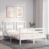 Bed Frame without Mattress White Double Solid Wood 3194547