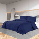 Duvet Cover Set Navy Blue 240x220 cm Cotton 136144