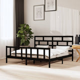 3101372 Bed Frame without Mattress Black Solid Wood 200x200 cm