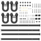 Sliding Door Hardware Kit 183 cm Steel Black 3295733