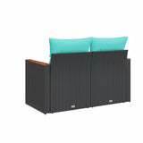 Garden Sofa with Cushions 2-Seater Black Poly Rattan 366035