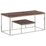 Coffee Table Silver Stainless Steel and Solid Wood Sleeper 350021