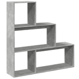 Room Divider Bookcase 3-Tier Concrete Grey 123x29x123 cm Engineered Wood 857988