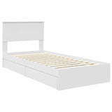 Storage Bed with Headboard White 90 x 200 cm Engineered Wood 3410833