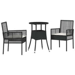 Garden Dining Set 3 pcs Black Poly rattan 3334941