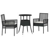 Garden Dining Set 3 pcs Black Poly rattan 3334941