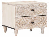 Bedside Cabinet White 40 x 33.5 x 46 cm Solid Mango Wood 4018366