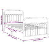 Metal Bed Frame without Mattress with Footboard Black 107x203cm 376614
