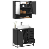 ZNTS 2 Piece Bathroom Furniture Set Black Engineered Wood 3300925