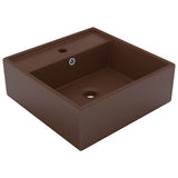 146951 Luxury Basin Overflow Square Matt Dark Brown 41x41 cm Ceramic