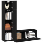 TV Cabinet Set Wall-mounted 4 pcs Black oak 130.5 x 30 x 140 cm 3333052